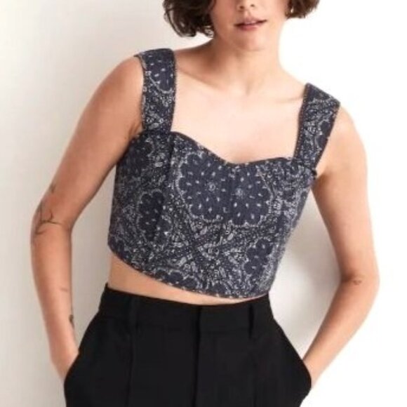Madewell Quilted Sweetheart Crop Top Sz 2 - Picture 1 of 9